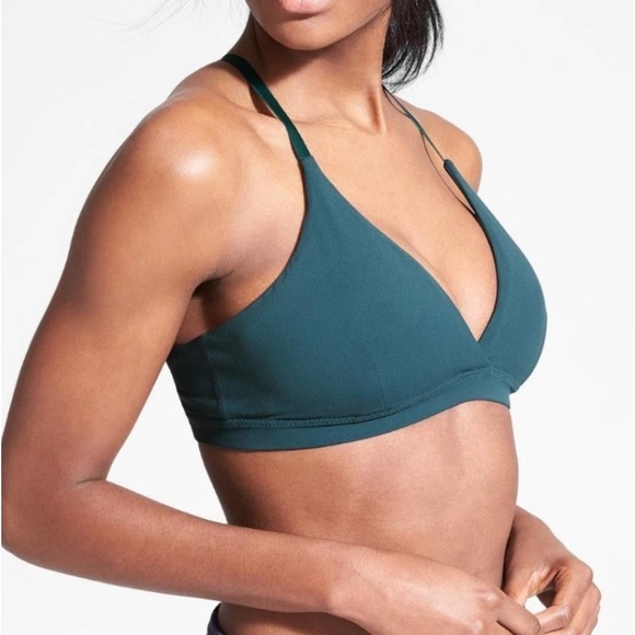 Athleta Inhale Low Impact Lined Yoga Sports Bra Navy Abyss Solid XS - Picture 1 of 13